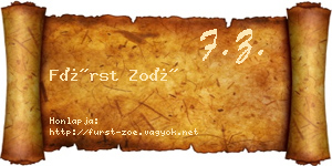Fürst Zoé névjegykártya